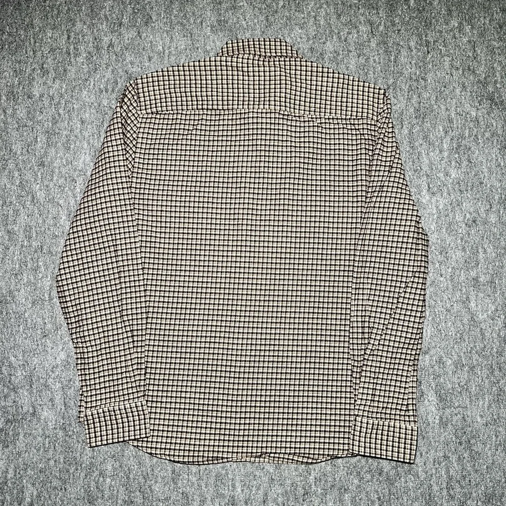 Reiss Regular Fit Plaid Checked Button Down Shirt Brown XL Cotton Blend